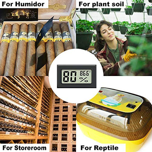 Mini Hygrometer Thermometer 2PCS Mini Digital Humidity Gauge, AikTryee Hygrometer Indoor Humidity Monitor, Temperature Humidity Gauge Meter for Humidors, Greenhouse, Garden, Cellar, Closet, Etc